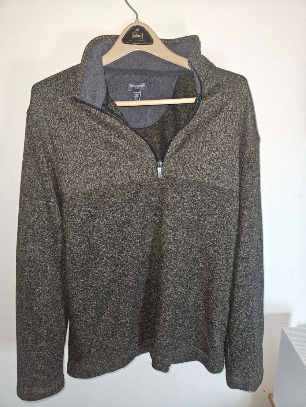 Van Heusen Flex Men's XL 1/4 Zip Pullover Heathered Brown Textured Knit Sweater